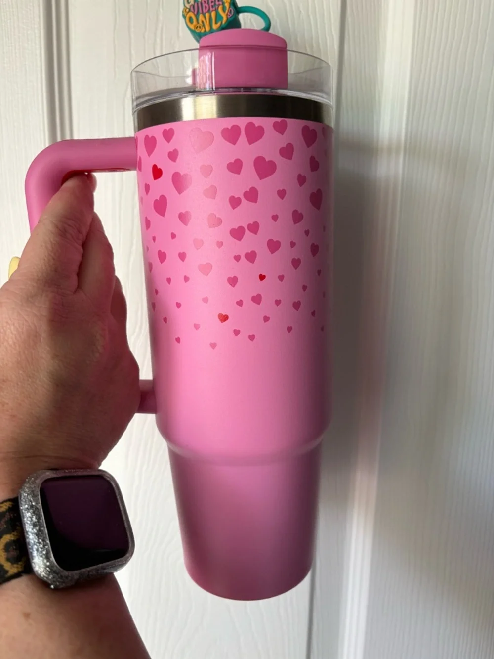 Stanley Pink Heart Handle Tumbler - Picture 2 of 2
